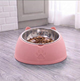 Tilted Stainless Steel Cat Bowl with Stand — 15° Anti-Strain Design
