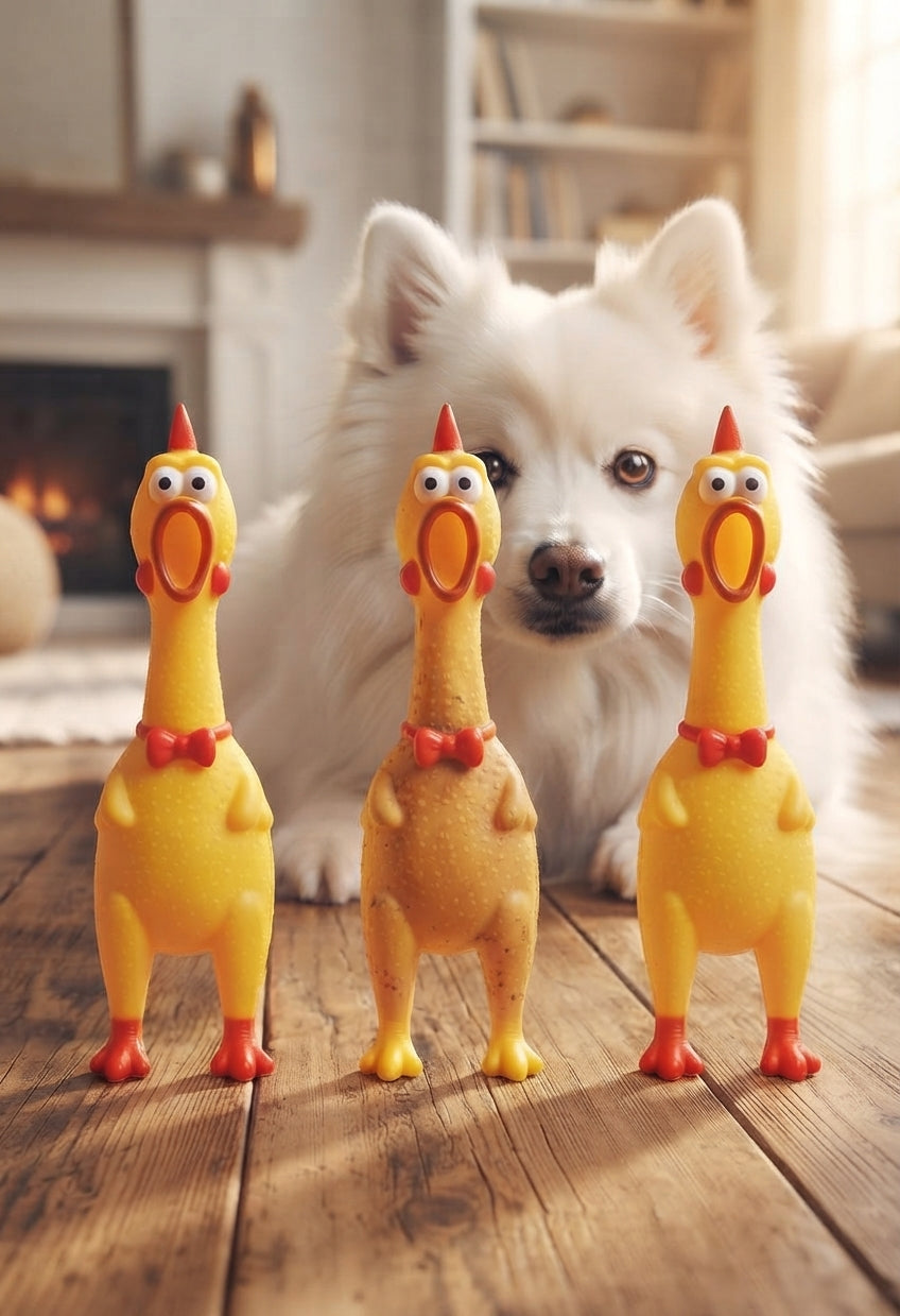 Squeaky Screaming Chicken — Long-Squeal Dog Toy, 17–40cm