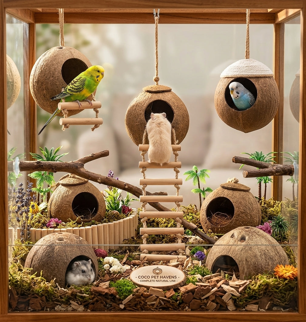 Natural Coconut Hideout House - Chew-Resistant Hamster & Guinea Pig Hide