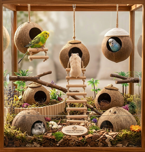 Natural Coconut Hideout House - Chew-Resistant Hamster & Guinea Pig Hide
