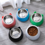 Tilted Stainless Steel Cat Bowl with Stand — 15° Anti-Strain Design