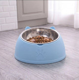 Tilted Stainless Steel Cat Bowl with Stand — 15° Anti-Strain Design