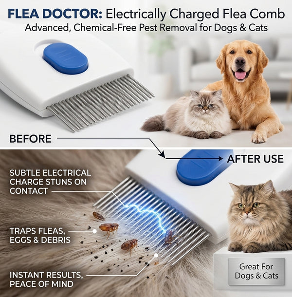 Electric Flea Comb — Pesticide-Free Flea & Lice Removal for Cats & Dogs