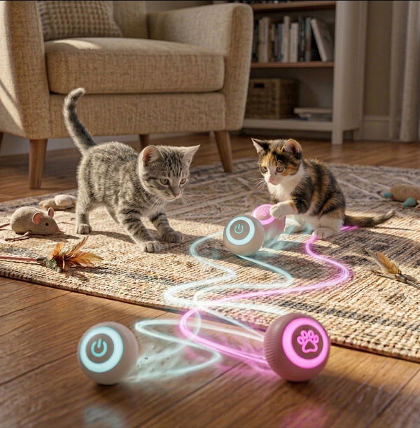Gravity Rolling Cat Ball — Food-Grade Silicone, USB Rechargeable