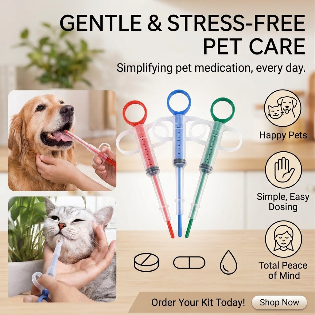 Pet Medicine Syringe for Dogs & Cats — Pills & Liquids, Leakproof