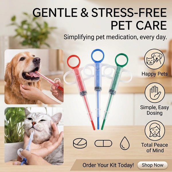 Pet Medicine Syringe for Dogs & Cats — Pills & Liquids, Leakproof