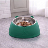 Tilted Stainless Steel Cat Bowl with Stand — 15° Anti-Strain Design