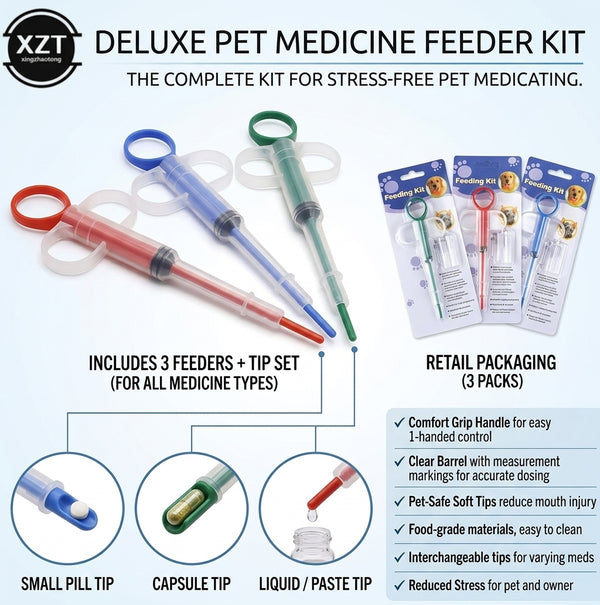 Pet Medicine Syringe for Dogs & Cats — Pills & Liquids, Leakproof