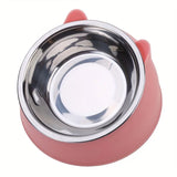 Tilted Stainless Steel Cat Bowl with Stand — 15° Anti-Strain Design
