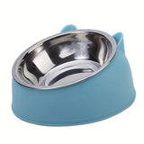 Tilted Stainless Steel Cat Bowl with Stand — 15° Anti-Strain Design