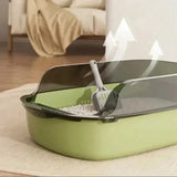 High-Sided Open Cat Litter Box — Splash Guard & Low-Entry Step