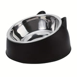 Tilted Stainless Steel Cat Bowl with Stand — 15° Anti-Strain Design