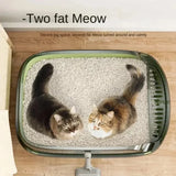 High-Sided Open Cat Litter Box — Splash Guard & Low-Entry Step