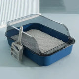 High-Sided Open Cat Litter Box — Splash Guard & Low-Entry Step