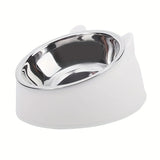 Tilted Stainless Steel Cat Bowl with Stand — 15° Anti-Strain Design