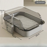 High-Sided Open Cat Litter Box — Splash Guard & Low-Entry Step