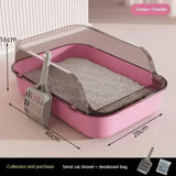High-Sided Open Cat Litter Box — Splash Guard & Low-Entry Step