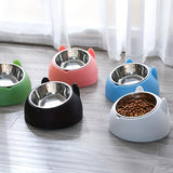 Tilted Stainless Steel Cat Bowl with Stand — 15° Anti-Strain Design
