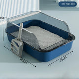 High-Sided Open Cat Litter Box — Splash Guard & Low-Entry Step