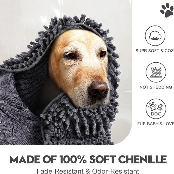 Super-Absorbent Quick-Dry Pet Towel — Bath Wrap for Dogs & Cats
