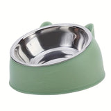 Tilted Stainless Steel Cat Bowl with Stand — 15° Anti-Strain Design