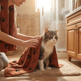 Soft Fleece Pet Blanket — Paw-Print, Machine Washable