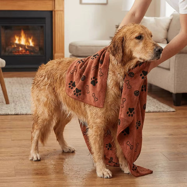 Soft Fleece Pet Blanket — Paw-Print, Machine Washable