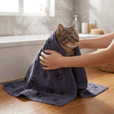 Soft Fleece Pet Blanket — Paw-Print, Machine Washable